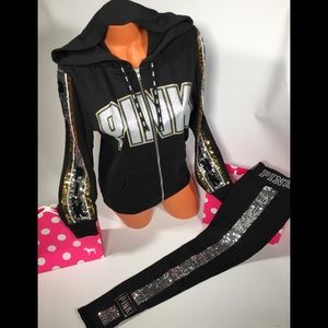 NWT vs pink bling hoodie & leggings set small